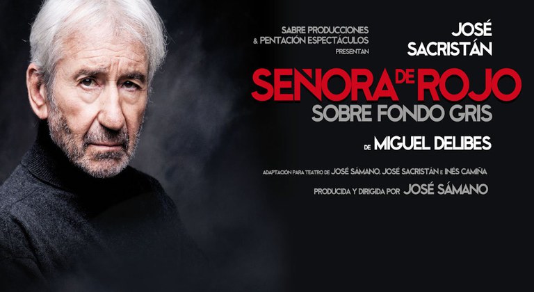 TEATRO · SEÑORA DE ROJO SOBRE FONDO GRIS